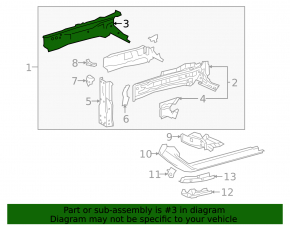 Inner part of the front left side member of the Lexus UX200 UX250h 19-22