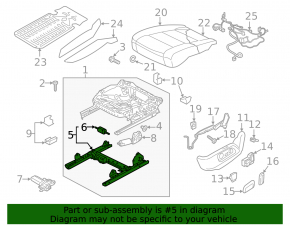Driver's seat runner, left, VW Tiguan 18-24, electric, without frame