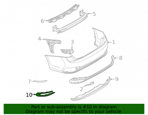 Left rear bumper molding for VW Jetta 22-26 black