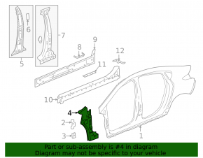 Front right body pillar Chevrolet Volt 16-
