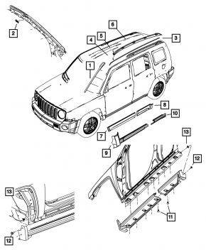 Roof lining left Jeep Patriot 11-17