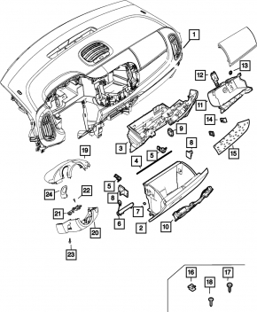 Glove box, glove compartment Fiat 500L 14- black