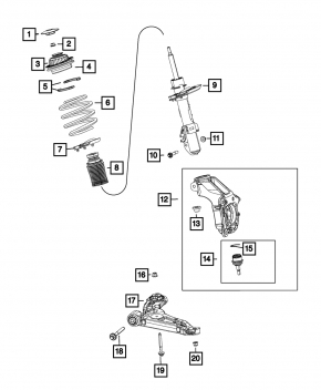 Front right shock absorber Jeep Cherokee KL 14-22 FWD