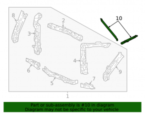 Upper left radiator bracket Acura MDX 14-20 metal, without cushion