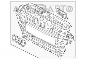 Right front bumper grille for Audi A3 8V 17-20 without fog lights, chrome