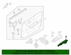 Front Right Window Regulator Cover Subaru Impreza WRX GH 08-10