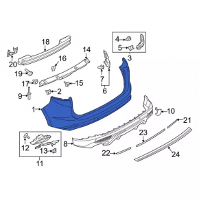 Rear bumper bare Ford Edge 15-18 pre-rest without parking sensors graphite