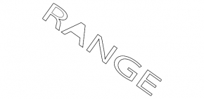 The RANGE emblem on the hood of the Land Rover Range Rover 13-21 pre-restoration, chrome