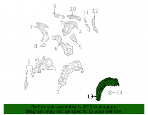 Rear right fender liner Toyota Prius 30 10-15
