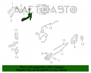 Rear left door handle mechanism for Suzuki Kizashi 10-15