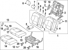 Rear center headrest, 2nd row, Kia Sportage 23-25, black leather