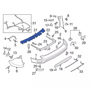 Ford Escape MK3 13-19 rear bumper absorber cracked, missing element