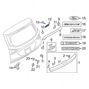 Ford Escape MK3 17-19 Tailgate Molding Trim for Camera, 2-Piece