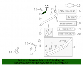 Ford Escape MK3 17-19 Tailgate Molding Trim for Camera, 2-Piece