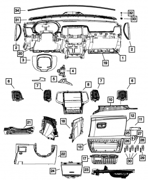 Jeep Grand Cherokee WK2 11-13 front dashboard without airbag