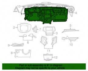 Jeep Grand Cherokee WK2 11-13 front dashboard without airbag