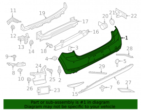 Bare rear bumper VW Golf 15-17 without parking sensor