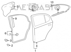 Rear right side door trim for Lexus IS250 IS300 IS350 06-14