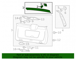 Upper trunk door trim Porsche Cayenne 958 11-14 black, scratches
