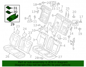 Rear seat back armrest for Ford Fusion mk5 13-16, black cloth, dry cleanable