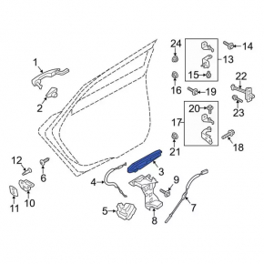 Ford Fusion mk5 13-20 keyless front right door handle mechanism