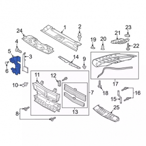 Radiator deflector left Ford Mustang mk6 15-17 5.0, 2.3T, 3.7 for adaptive cruise