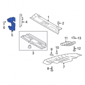 Radiator deflector left Ford Mustang mk6 15-17 5.0, 2.3T, 3.7 for adaptive cruise