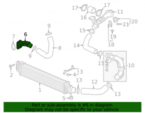 Intercooler pipe right from cooler first Honda Accord 18-22 1.5T plastic