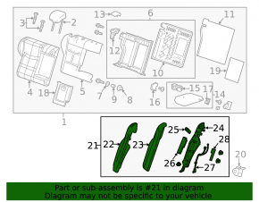 Right rear seat side panel for Cadillac ATS 13-14, black leather, wrinkled