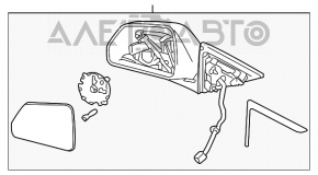 Left side mirror assembly Cadillac CTS 08-12, 9 pins, orange, mounting defect