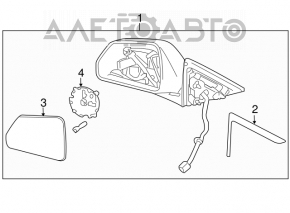 Left side mirror assembly Cadillac CTS 08-12, 9 pins, orange, mounting defect