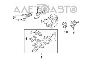 Lexus LS460 LS600h 07-12 Black Steering Column Frame