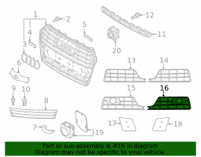 Right front bumper grille for Audi A7 16-18 for radar