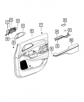 Jeep Grand Cherokee WK2 14-17 front left door trim clips, incomplete, 12 pcs.