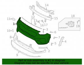 Kia Niro 19-22 EV bare front bumper with parking sensors