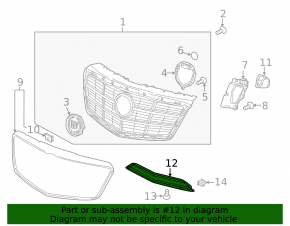 Cadillac CTS 14- Front Bumper Lower Grille