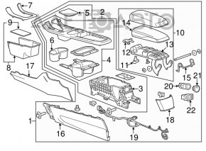 Chevrolet Volt 11-15 center console armrest light gray leather