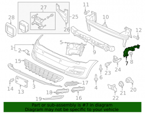 Left front bumper mount for VW Golf 15-17