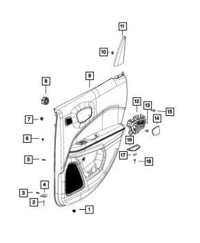 Door trim card rear right Jeep Compass 17- black, beats, scratches