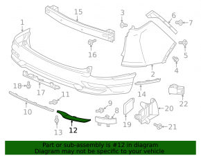 Left rear bumper insert for Honda CRV 20-22 Touring, structure, without molding