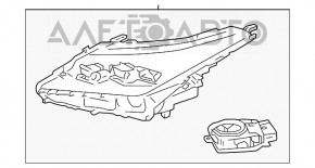 Front right headlight complete Lexus RX350 RX450h 16-19 with AFS LED 3 lenses