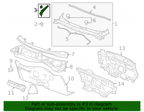 Left windshield wiper seal Chevrolet Equinox 18-21