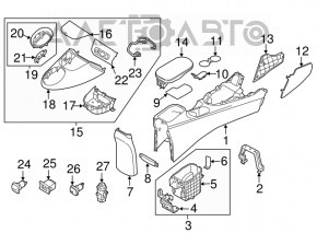 Console central armrest Kia Soul 14-19 black