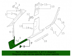 Audi A4 B9 17-25 grey inner front left door sill trim