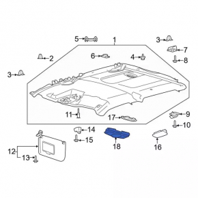 Ceiling light central left Ford Edge 15-24 gray