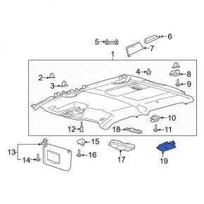 Ceiling light central left Ford Edge 15-24 gray