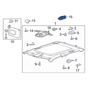 Ceiling light central left Ford Edge 15-24 gray
