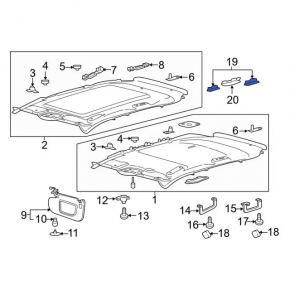 Ceiling light central left Ford Edge 15-24 gray