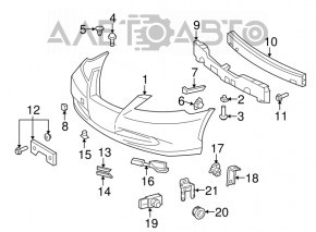 Bare front bumper Lexus ES350 07-09 for parking sensors, without washers