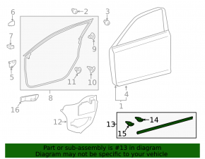 Front left lower door seal Lexus CT200h 11-17